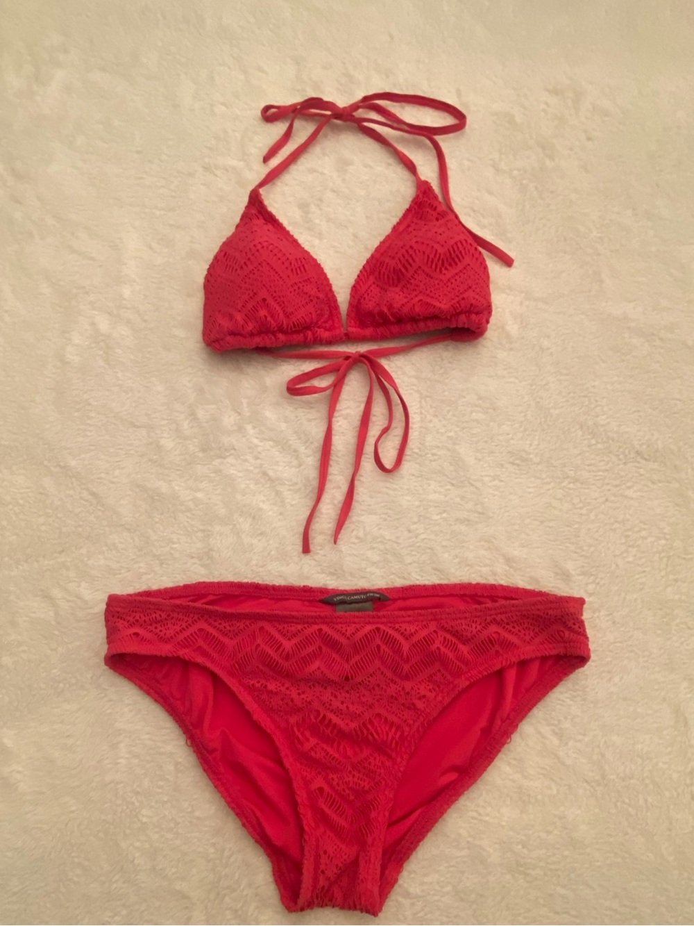Vince Camuto Red Crochet Bikini Top